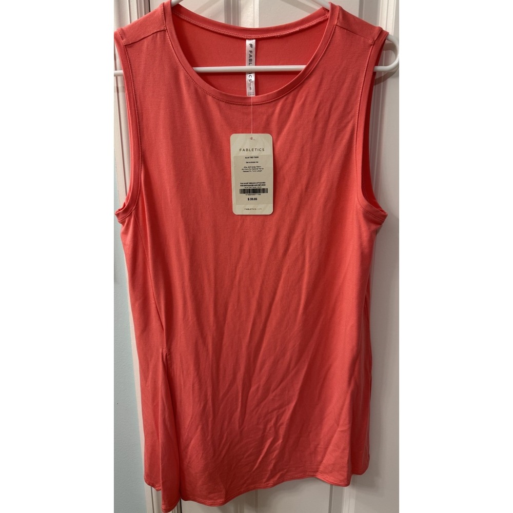 NEW Fabletics Small Womens Tunic Alia Tied‎ Tank Crew Neck Sleeveless coral